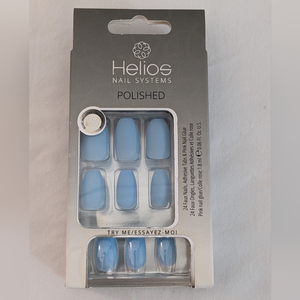 Helios Nail Systems Polished Blue Nails , NEW